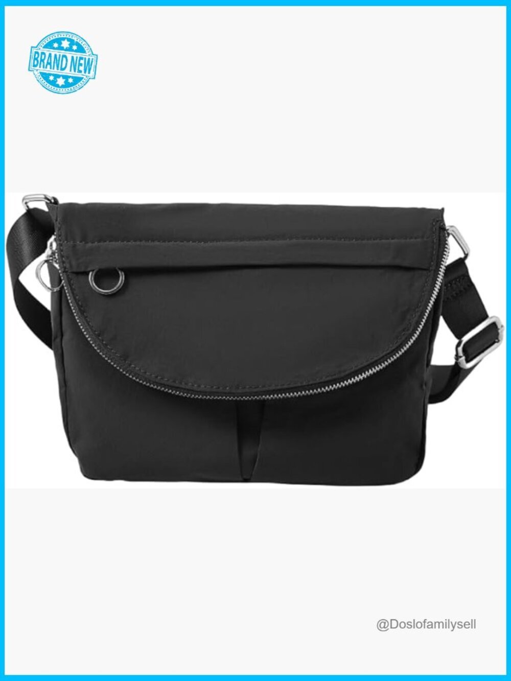 Waterproof Nylon Crossbody Bag with Multiple Pockets Adjustable Strap Travel